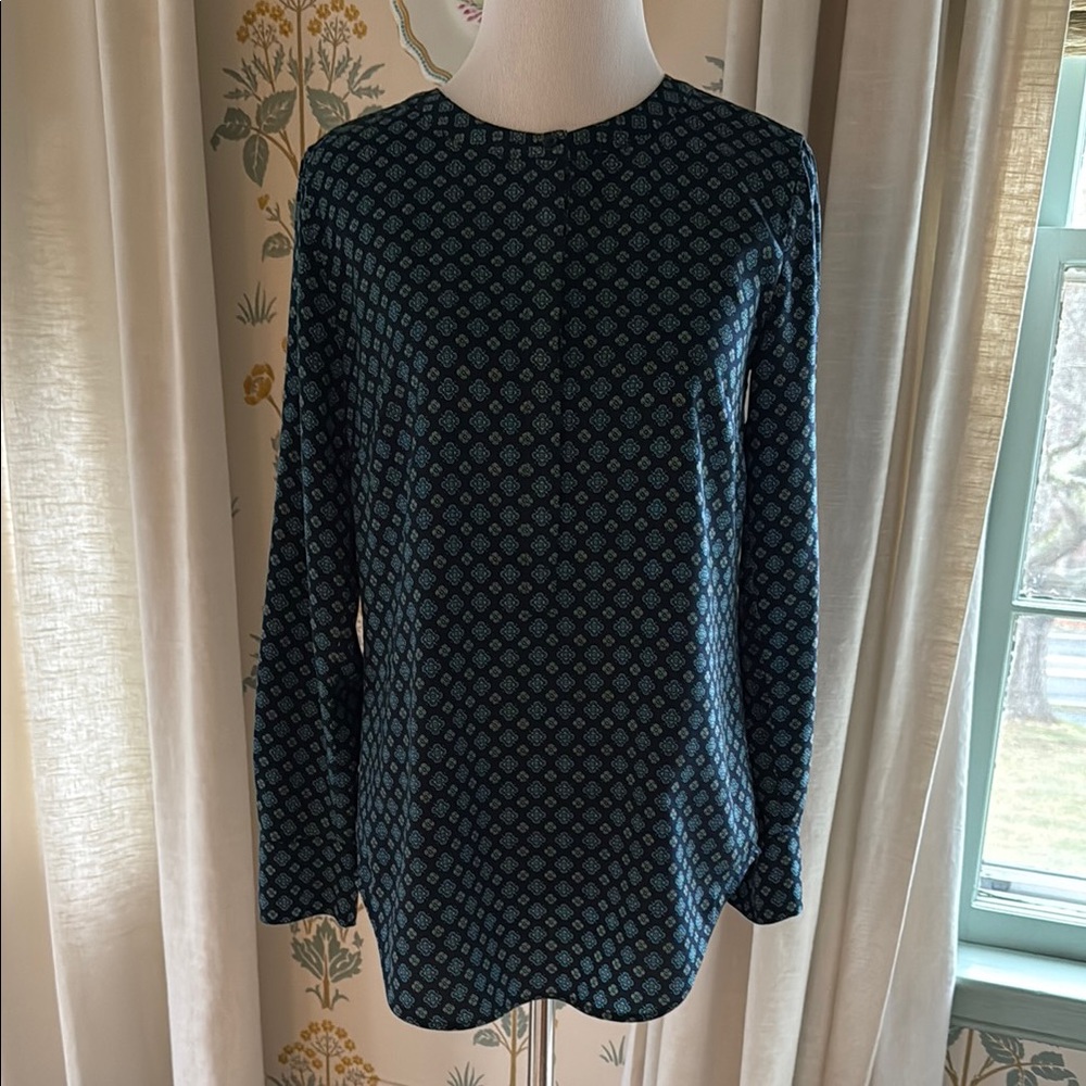 J.Crew Elegant Blue Patterned Women's Top